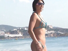 Plage, Beauté, Plantureuse, Classique, Queue, Mamelons, Public, Nénés