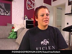 German BBW housewife gets down and dirty with a big German dick
