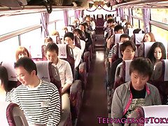 Aziatisch, Autobus, Schattig, Hd, Japaans, Tiener, Trio