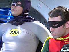 Tori black drilled in threesome by Batman and Robin