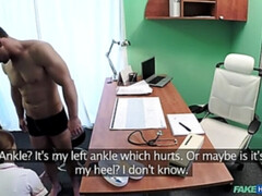 Toned sexy patient cums in nurses mouth on doctors desk