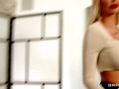 Bossy blonde damsel with bubbly tits seduced her employee