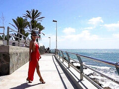 ビーチ, デカパイ, 巨乳な, 淫乱熟女, 自然山雀, アウトドア, 一人, オッパイの