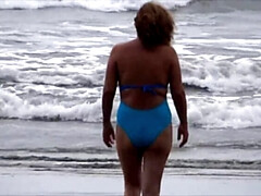 Plage, Bikini, Érotique, Poilue, Fille latino, Masturbation, Voyeur, Épouse