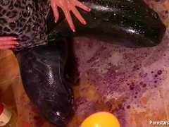 女, 食べ物, オナニー, 天然, 自然山雀, オイル, 一人, 濡れ