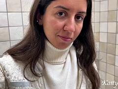 Real Porn Casting in a Mall Public Toilet