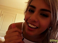 Schlafzimmer, Grosser schwanz, Blondine, Blasen, Natürlichen titten, Kurzes haar, Dürr, Titten