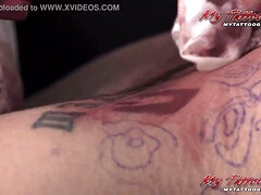 Tattooed Model Satine Gets her hair cut and Tattoo