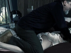 Brunette girl is tied up and manhandled by a kinky burglar