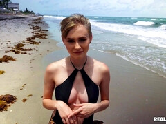 ビーチ, フェラチオ, ズームショット, チン, バック, 指いじり, アウトドア, 小柄