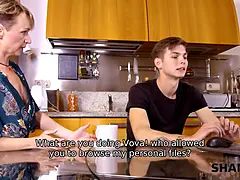 Blonde, Sucer une bite, Couple, Hd, Cuisine, Russe, Jarretelles, Nénés