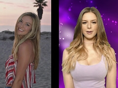 デカパイ, ブロンド, フェラチオ, 彼氏, 浮気者, オージー, 三人, ユニフォーム