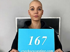 Cute-looking bald doll with tattoos Enigma Silky rides on a dick