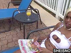 ビキニ, 黒人, 黒人, 裸, アウトドア, プール