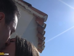 Braunhaarige, Lecken, Im freien, Piercing