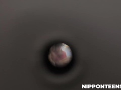 アジア人, フェラチオ, チン, 現実, ゴックンする, ティーン, 三人, オッパイの