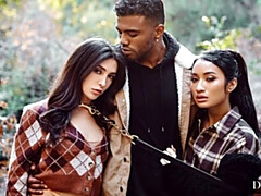 Grote lul, Zwart, Pijpbeurt, Bruinharig, Interraciaal, Natuurlijke tieten, Tiener, Tieten likken