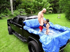 アジア人, デカチン, 顔射, 異人種間, アウトドア