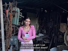 DEBT4k. Arina Shy didnt pay her debt and got face fucked instead