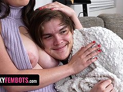 Alyx Star, the big-titted sex robot, gets a freaky fembot handjob & pussy licking