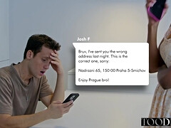 18, デカパイ, 黒人, フェラチオ, 茶髪の, チン, 黒人, オッパイの