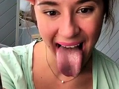 wide tongue val - sloppy tongue fetish at home