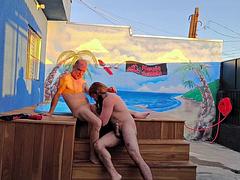 I caught it in the act myFather making out with his friend in the pool