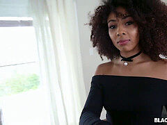 素人, ベッドルーム, 黒人, フェラチオ, 茶髪の, ティーン