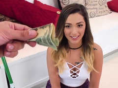 Grosser schwanz, Blasen, Braunhaarige, Auto, Besamung, Hd, Latina, Geld