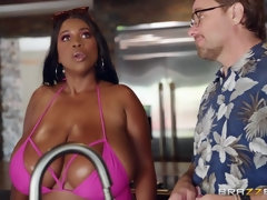 Arsch, Grosser arsch, Grosse titten, Bikini, Schwarz, Betrug, Schwarz, Titten