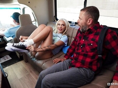 Rubia, Autobús, Vestidas, Lamidas, Coño