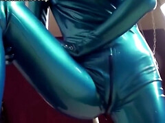 Schönheit, Blondine, Blasen, Schwanz, Latex, Nippel, Solo, Titten