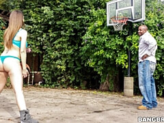 Petite brunette stretched out