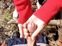 Любители, Парочка, Семяизвержение, Фетиш, Японки, На природе, На публике, Рыжие