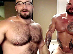 デカチン, フェラチオ, 爸, 筋肉, タトゥー