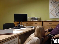 面接, ブロンド, バック, ヒール, お金, オフィス, フェラする, ティーン