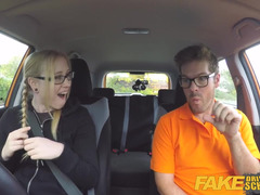 デカチン, デカパイ, フェラチオ, イギリス人, 車, ズームショット, イく瞬間, 赤毛