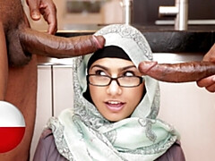 Arabisch, Grote lul, Grote mammen, Pijpbeurt, Bruinharig, Hd, Monster, Trio