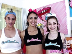 Blasen, Braunhaarige, Sperma im mund, Interrassisch, Latina, Lecken, Orgie, Tätowierung