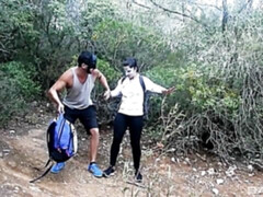 デカチン, デカパイ, フェラチオ, 茶髪の, バック, アウトドア, ガリガリ, ティーン