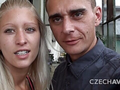 Good blonde with green eyes feels a big cock in her pussy