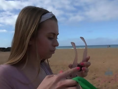 Strand, Pijpbeurt, Voeten, Flashing, Voetbeurt, Vriendin, Naakt, Openbaar