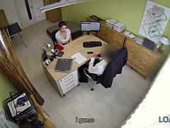 In den arsch, Blasen, Braunhaarige, Bekleidet, Tschechisch, Büro, Pov