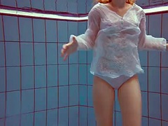 素人, 美女, デカパイ, アウトドア, 公共, 赤毛, シャワー, ソフトコア