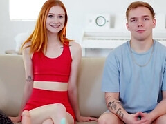 Redhead cutie Scarlet Skies is fucked at the porn casting