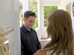 フェラチオ, イく瞬間, 下着, 淫乱熟女, 三人