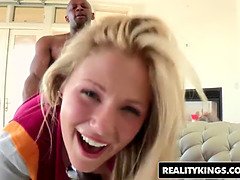 Cute coed blonde (Scarlet Red) takes some fat ebony dick - reality kings