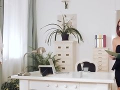 Klietelaar, Lul, Latijnse vrouw, Natuurlijke tieten, Kantoor, Slipje, Klein, Tieten likken