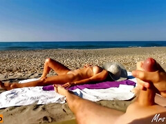Jerking Off To A Hot Milf Touching Herself On A Public Beach With Mrs Robinson