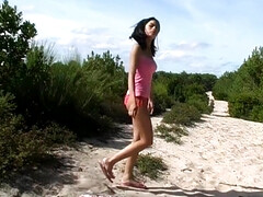 Leie, Tussi, Strand, Braunhaarige, Hd, Nackt, Öffentlich, Eng